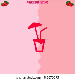 Cocktail vector  icon. Strawberry Background.