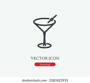Cocktail vector icon. Symbol in Line Art Style for Design, Presentation, Website or Mobile Apps Elements, Logo. Glass symbol illustration. Pixel vector graphics - Vector