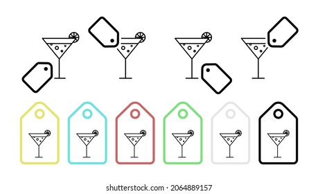 Cocktail vector icon in tag set illustration for ui and ux, website or mobile application