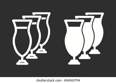 Cocktail vector icon. White illustration isolated on black background for graphic and web design.