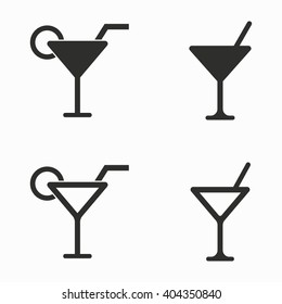 Cocktail    vector icons set. Black  illustration isolated on white  background for graphic and web design.