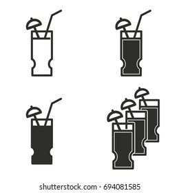 Cocktail vector icons set. Black Illustration isolated for graphic and web design.