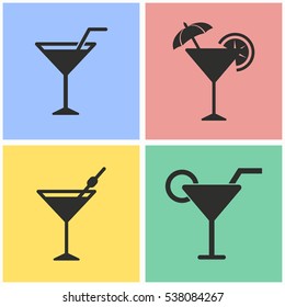 Cocktail vector icons set. Illustration isolated for graphic and web design.