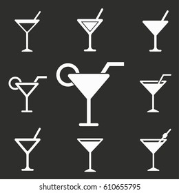 Cocktail vector icons set. Illustration isolated for graphic and web design.