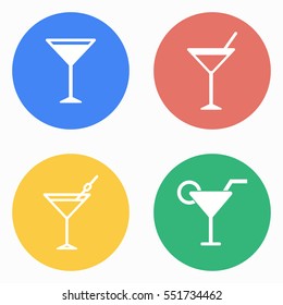 Cocktail vector icons set. White illustration isolated for graphic and web design.