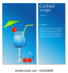 Cocktail vector illustration. The drink recipe. Card, menu. 