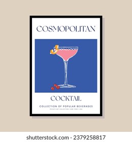 Cocktail vector illustration in a poster frame for modern art gallery