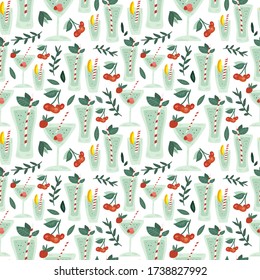 Cocktail vector illustrations. Seamless pattern background. hand draw cartoon Scandinavian nordic design style for fashion or interior or cover or textile.