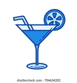 Cocktail-Vektorsymbol einzeln auf weißem Hintergrund. Cocktail Linie Symbol für Infografik, Website oder App. Blaues Symbol für ein Gittersystem.
