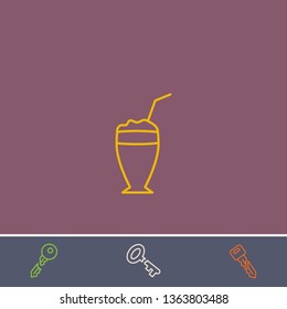 cocktail vector line icon.Basic element illustration.cocktail vector outline symbol design.Bonus broken key graphic concept