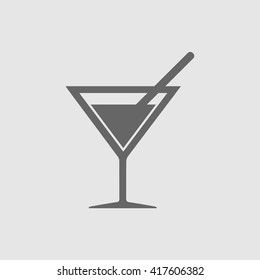 Cocktail vector logo icon. Cocktail sign with straw. Drink simple isolated symbol.