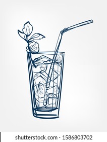 cocktail vector one line art drink isolated sketch