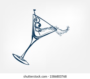 cocktail vector one line art drink isolated sketch