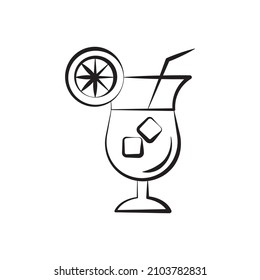 Ilustración de diseño de iconos de esquema vector de cóctel. Símbolo de comida y bebida sobre fondo blanco Archivo EPS 10