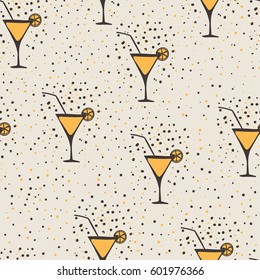 cocktail Vector seamless pattern on a gray background. Marine theme.
