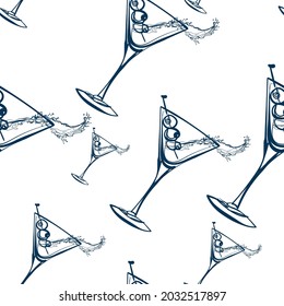 cocktail vector seamless pattern outline decorative