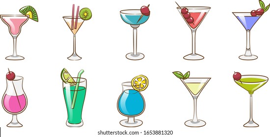 Cocktail vector set collection graphic clipart design