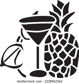 Cocktail Vector Stencil, Black and White