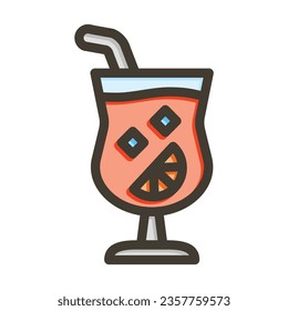 Cocktail Vector Thick Line Filled Colors Icon For Personal And Commercial Use.
