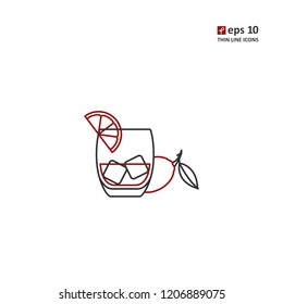 Cocktail - vector thin line icon on white background. Symbol for web, infographics, print design and mobile UX/UI kit. Vector illustration, EPS10.