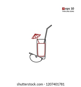 Cocktail - vector thin line icon on white background. Symbol for web, infographics, print design and mobile UX/UI kit. Vector illustration, EPS10.