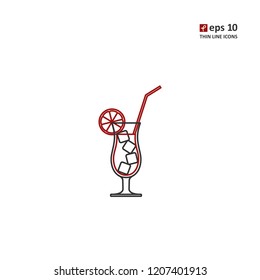 Cocktail - vector thin line icon on white background. Symbol for web, infographics, print design and mobile UX/UI kit. Vector illustration, EPS10.