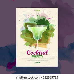 Cocktail Watercolor Paint Disco Poster