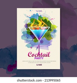 Cocktail watercolor paint disco poster