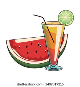 cocktail with watermelon icon cartoon vector illustration graphic design