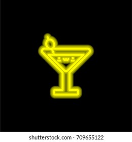 Cocktail yellow glowing neon ui ux icon. Glowing sign logo vector