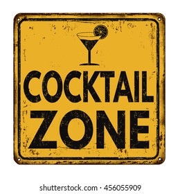 Cocktail zone vintage rusty metal sign on a white background, vector illustration