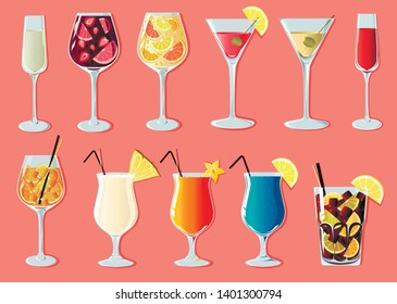 cocktails bar set vector illustration