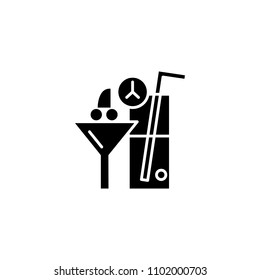 Cocktails black icon concept. Cocktails flat  vector symbol, sign, illustration.