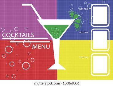 Cocktails  card design colour vector menu