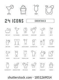 Cocktails. Collection of perfectly thin icons for web design, app, and the most modern projects. The kit of signs for category Food and Drink.