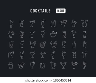 Cocktails. Collection of perfectly thin icons for web design, app, and the most modern projects. The kit of signs for category Food and Drink.