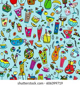 Cocktails collection, seamless pattern for your design