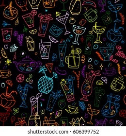 Cocktails collection, seamless pattern for your design