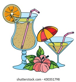 Cocktails. Color illustration of a summer theme.
