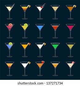 Cocktails of different tastes and colors