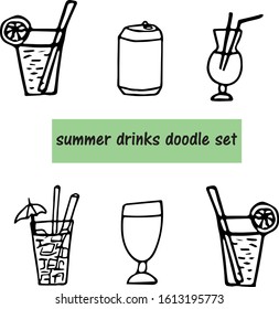 cocktails and drinks hand drawn set of elements for design in scandinavian style