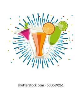 Cocktails drinks over white background. colorful design. vector illustration