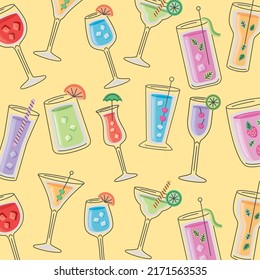 Cocktails Drinks Pattern Background Stock Vector (Royalty Free ...