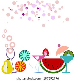 cocktails with fruits on a white background