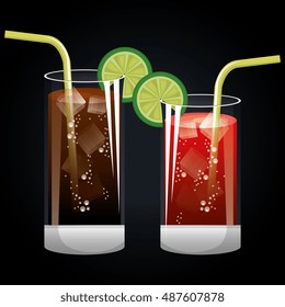 cocktails glasses cold black background design