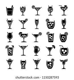 Cocktails Glyph Vector Icons 