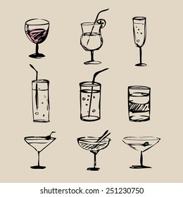 Cocktails  hand drawn. vector2