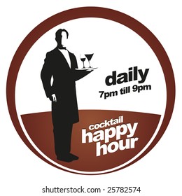 Cocktails happy hour vector sticker