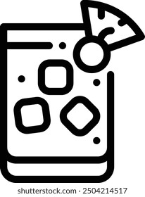 Icono de cócteles. Diseño De Estilo Lineal Delgado Aislado Sobre Fondo Blanco