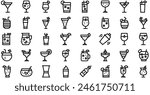 Cocktails Icons collection is a vector illustration with editable stroke.